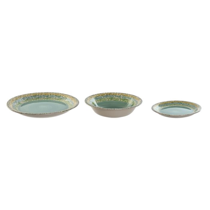 Vajilla Basicos DKD Home Decor Verde 27 x 2 x 27 cm Set de 18 5