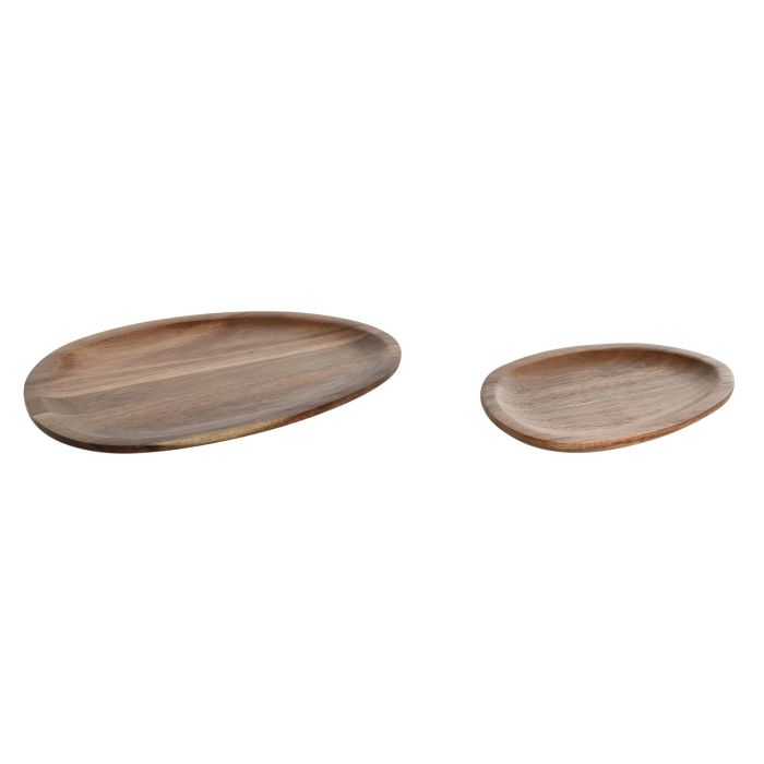 Plato Basicos DKD Home Decor Natural 18 x 1.6 x 26 cm Set de 2