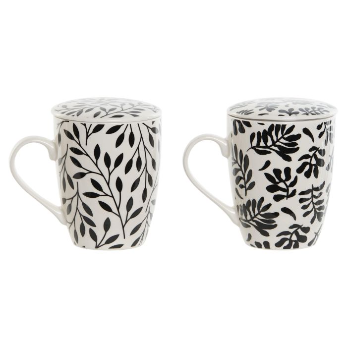 Mug Infusiones Moderno DKD Home Decor Azul Blanco 6 x 10.5 x 8.3 cm (2 Unidades)