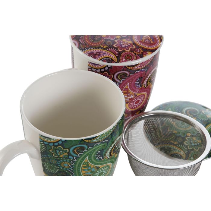 Mug Infusiones Moderno DKD Home Decor Lila Turquesa 6 x 10.5 x 8.3 cm (2 Unidades) 2