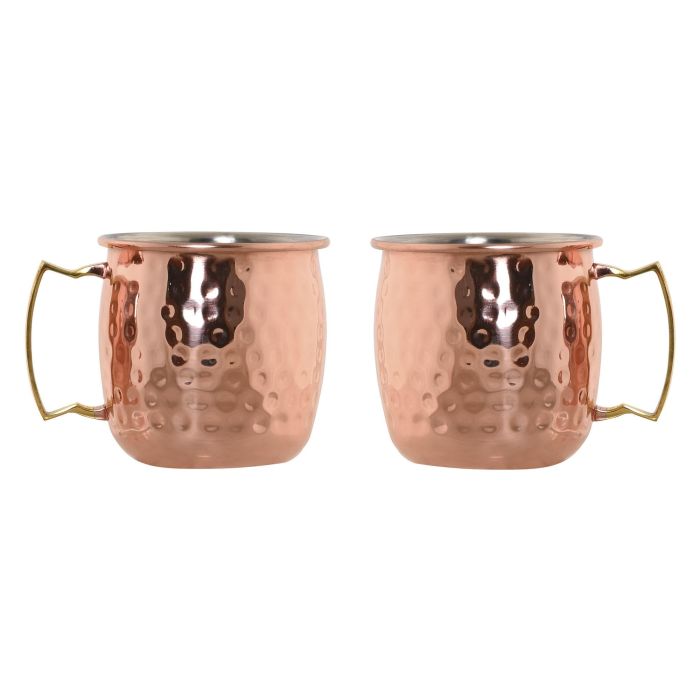 Mug Loft DKD Home Decor Cobrizo Dorado 9.5 x 9 x 12 cm Set de 2