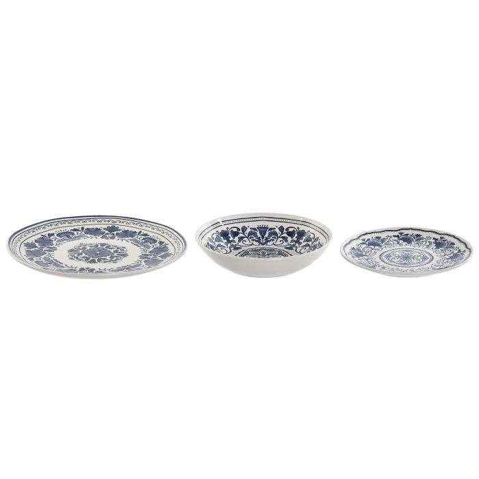 Vajilla Arabe DKD Home Decor Azul Blanco 27 x 2 x 27 cm Set de 18 2