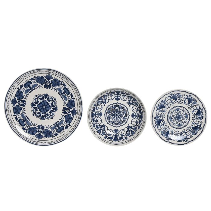 Vajilla Arabe DKD Home Decor Azul Blanco 27 x 2 x 27 cm Set de 18