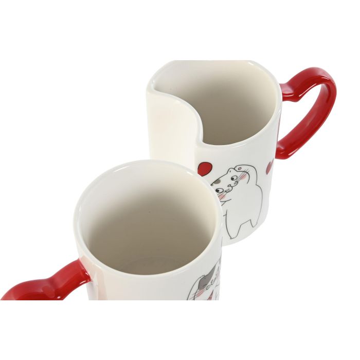 Mug Scandi DKD Home Decor Rojo Blanco 8 x 9.2 x 10 cm Set de 2 2