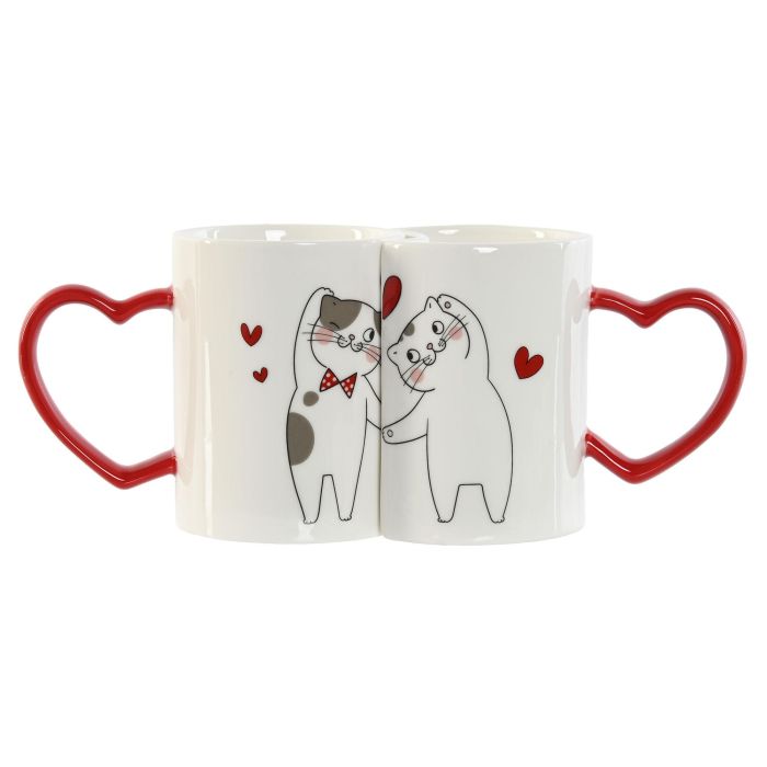 Mug Scandi DKD Home Decor Rojo Blanco 8 x 9.2 x 10 cm Set de 2 3