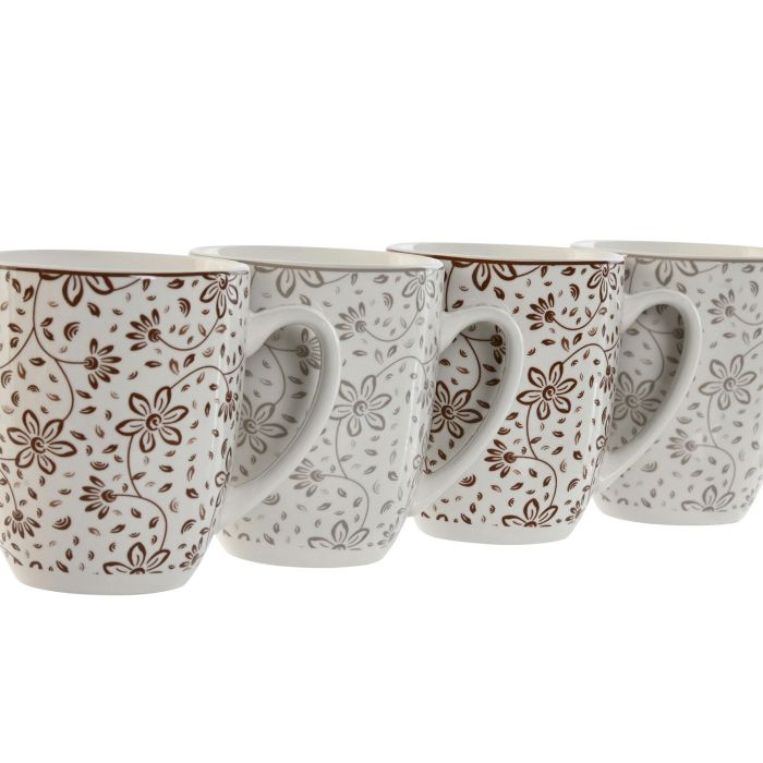 Mug Shabby DKD Home Decor Beige Marron 9 x 10.5 x 12 cm Set de 4 1