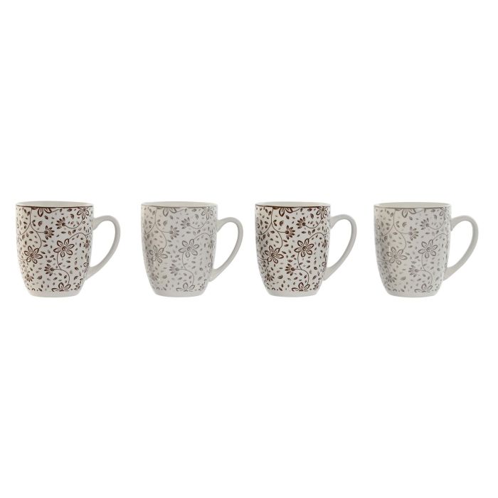 Mug Shabby DKD Home Decor Beige Marron 9 x 10.5 x 12 cm Set de 4