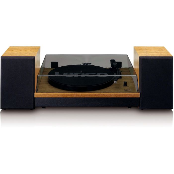 Lenco LS-300 Tocadiscos de Tracción por Correa Negro/Madera con Bluetooth y Altavoces Integrados, 33/45 RPM, Autostop