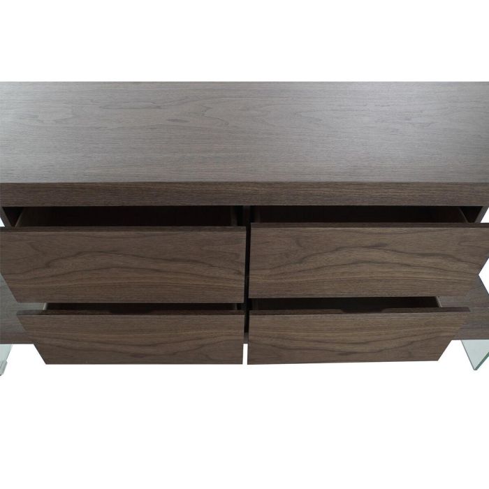 Aparador DKD Home Decor Marrón Transparente Cristal Nogal Madera MDF 160 x 45 x 80 cm 2