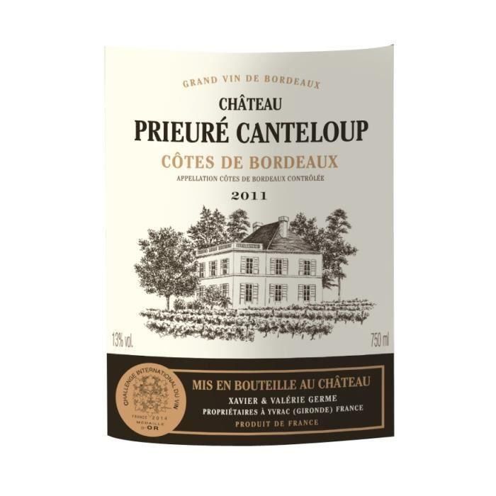 Château Prieuré Canteloup 2011 Côtes de Bordeaux - Vino tinto de Bordeaux 1