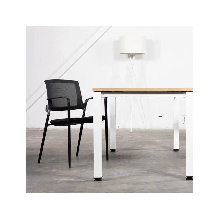 Rocada Silla Confidente Brazos Fijos Asiento Tela Ignífuga Negro Respaldo Malla 4