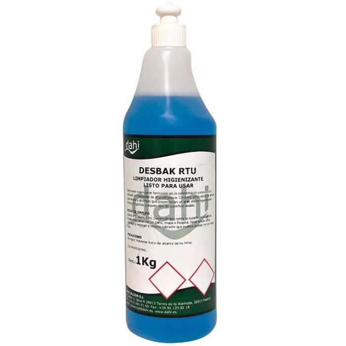 Limpiador higienizante desbak azul botella 1l Limpiador higienizante desbak azul botella 1l