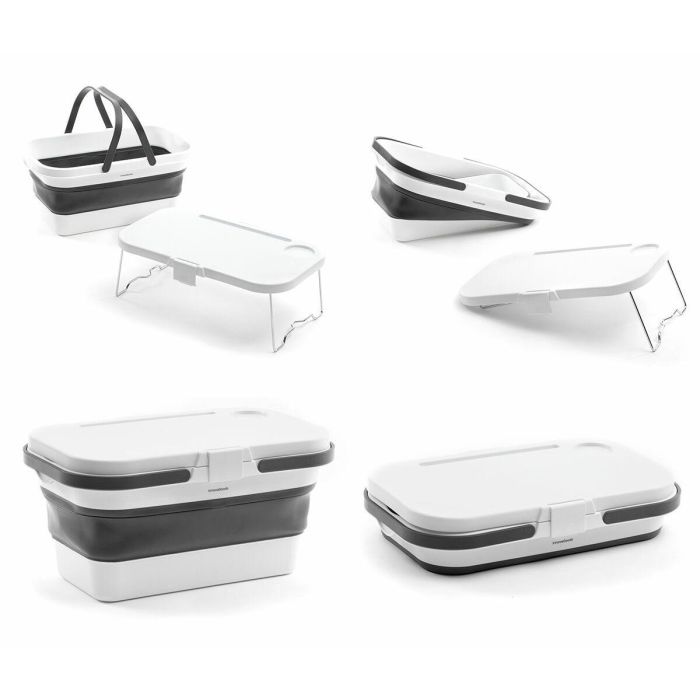 Cesta de Picnic Plegable con Tapa-Mesa Pickning InnovaGoods 16 Cesta de Picnic Plegable con Tapa-Mesa Pickning InnovaGoods 16