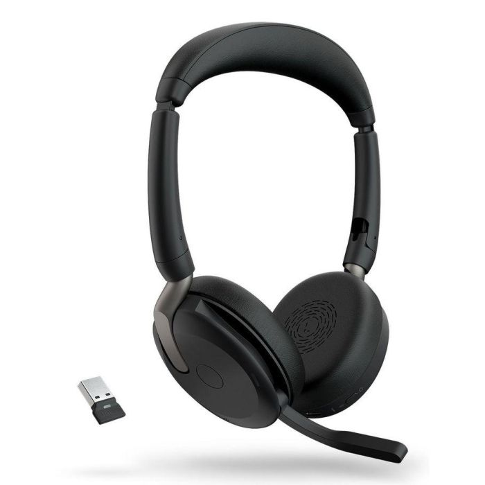 Jabra Evolve2 65 Flex UC Stereo + Link 380 Negro - Auriculares Inalámbricos/Alámbricos Diadema para Oficina/Centro de Llamadas Bluetooth 5.2 USB 2