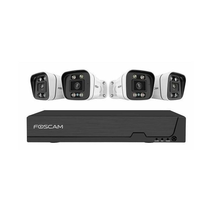 Foscam FN9108E-B4-2T Kit de Cámaras de Vigilancia 4K con Grabador y 4 Cámaras Color Blanco