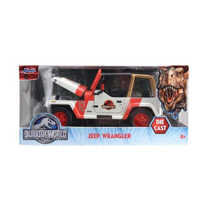 Jada Jurassic Park Jeep Wrangler Escala 1:24 Coche Metal Rueda Libre Apertura Puertas Capo Neumaticos Goma 253253005 11