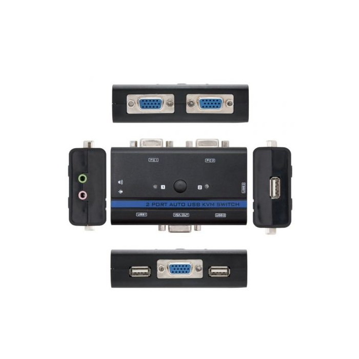 Nanocable 10.12.0001 KVM Switch 2 PC VGA USB Audio Jack 3.5mm 1920x1440 Negro 1.4m 1 Nanocable 10.12.0001 KVM Switch 2 PC VGA USB Audio Jack 3.5mm 1920x1440 Negro 1.4m 1
