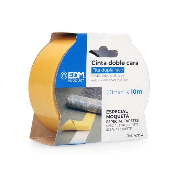 Edm Cinta adhesiva doble cara 10m x 50mm para moquetas 0 Edm Cinta adhesiva doble cara 10m x 50mm para moquetas 0