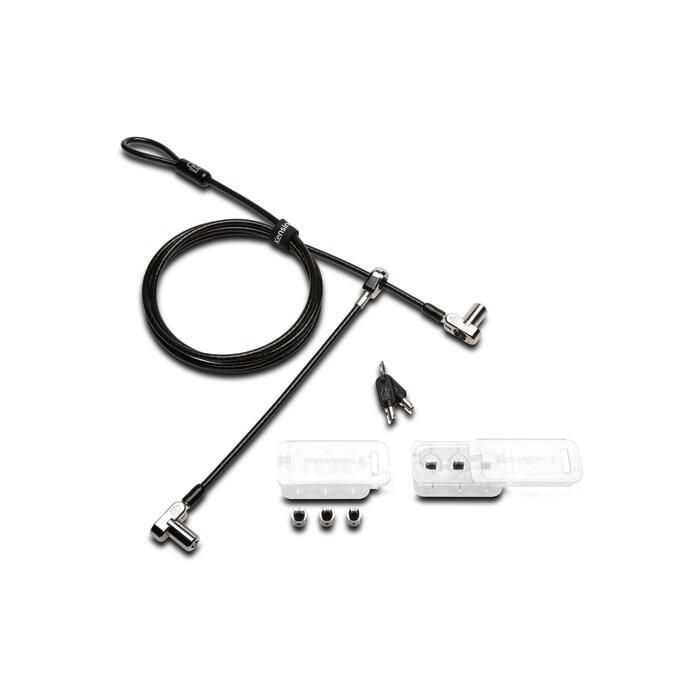 Kensington Candado de seguridad 3 en 1 universal Twin Head con cable y llave de acero al carbón para portátiles