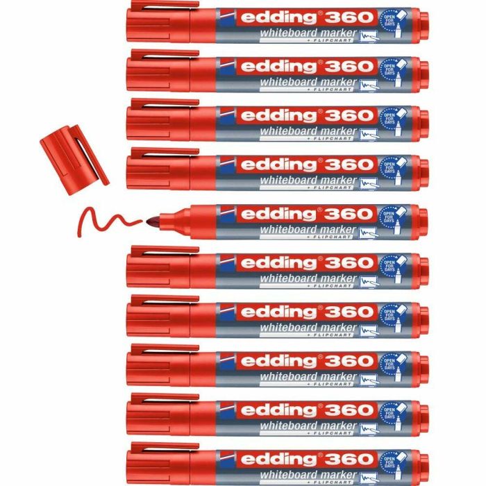 Rotulador para Pizarra Edding 360 Recargable Rojo (10 Unidades) 1 Rotulador para Pizarra Edding 360 Recargable Rojo (10 Unidades) 1