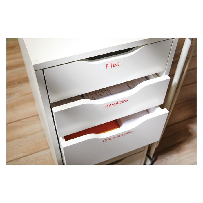 Dymo Cinta Transferencia Térmica D1 45015 Etiquetas Estándar Rojo Sobre Blanco 12mmx7M Poliéster Autoadhesiva Rotuladora Labelmanager 3