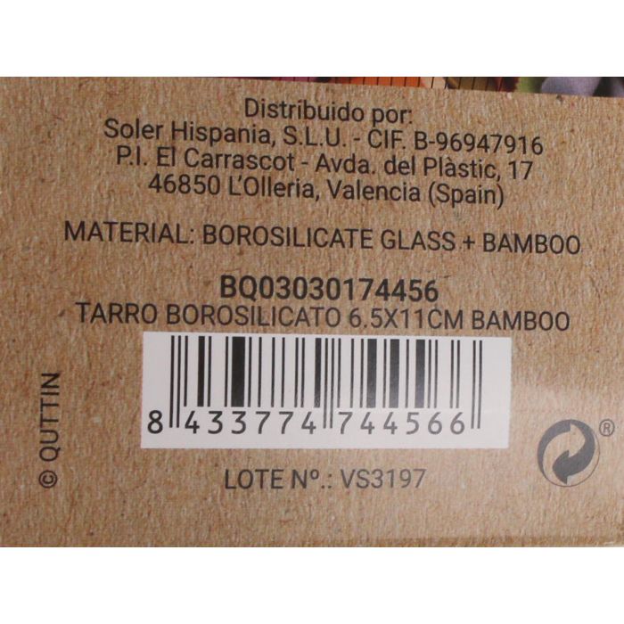 Quttin Tarro de Borosilicato con Tapa de Bambú 6.5 x 11 cm 5