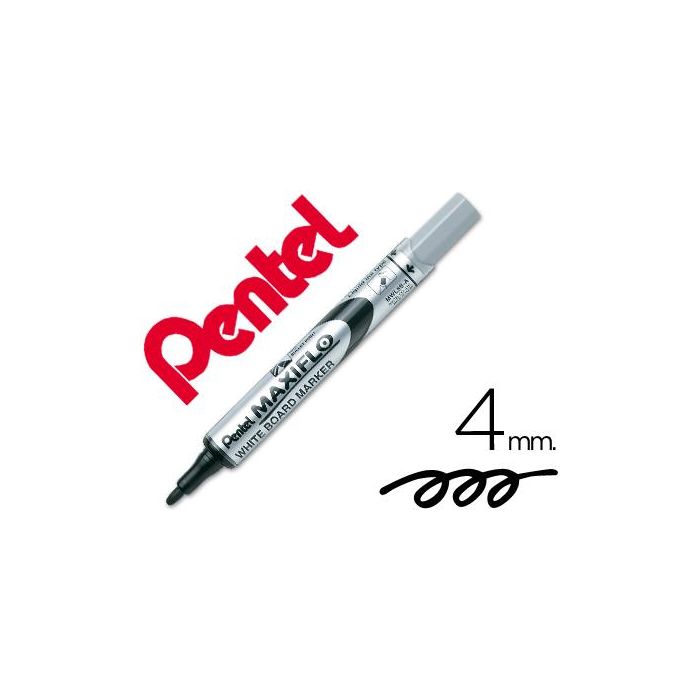 Pentel Marcador Pizarra Blanca Maxiflo Mwl-5S Negro Caja 12 Ud