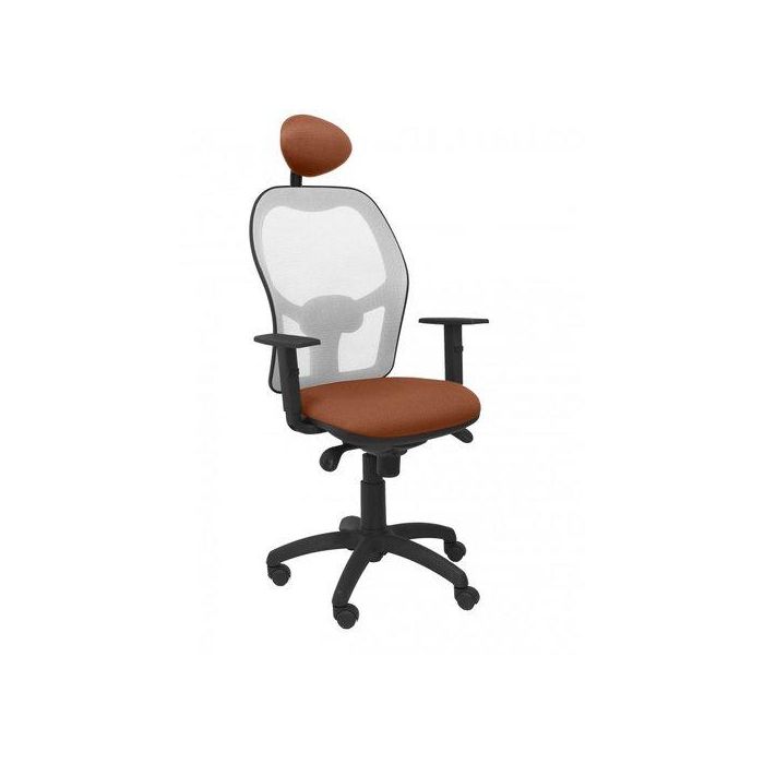 Silla Piqueras Y Crespo Jorquera Brazos Regulables Cabecero Fijo Mecanismo Sincro Con Regulador De Tension Respaldo De Malla Gris Y Asiento Tapizado Bali Marron