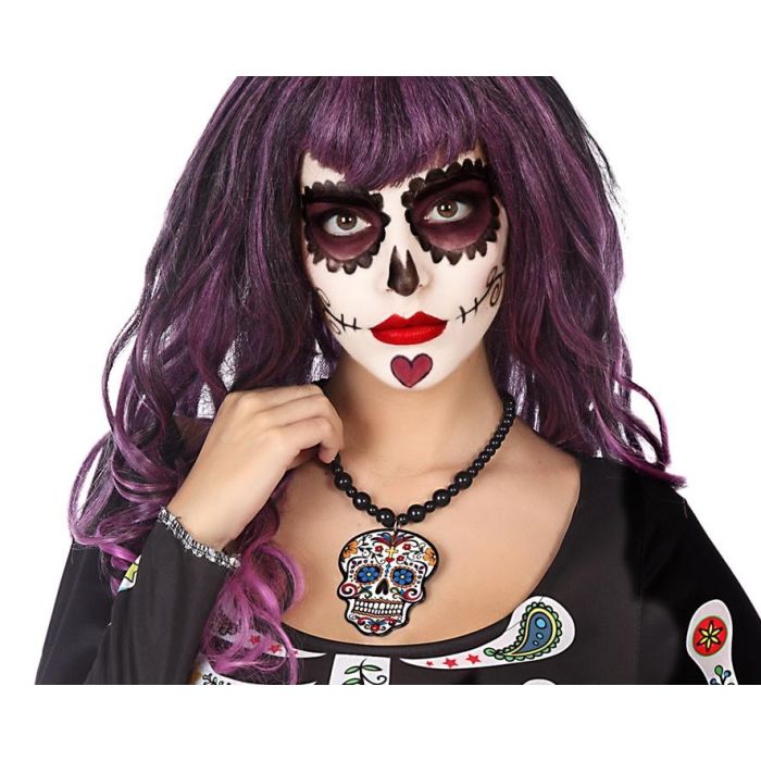 Collar con Colgante de Cráneo para Disfraz de Catrina o Muerte Mexicana Halloween