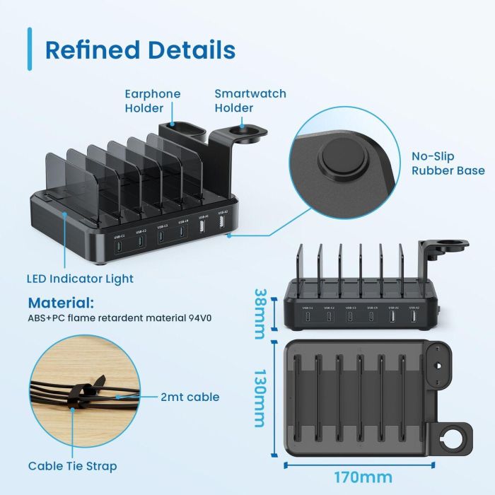 Estación de Carga Ewent EW1335 130 W 4