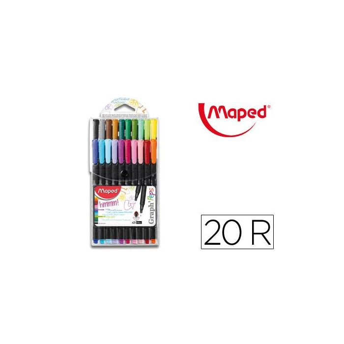 Rotulador Maped Punta De Metal Graph Peps Fine Liner Estuche De 20 Colores Surtidos