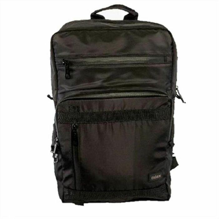 Nilox Mochila Urban 15.6", 7 Compartimentos, Poliéster, Microfibra, Negro