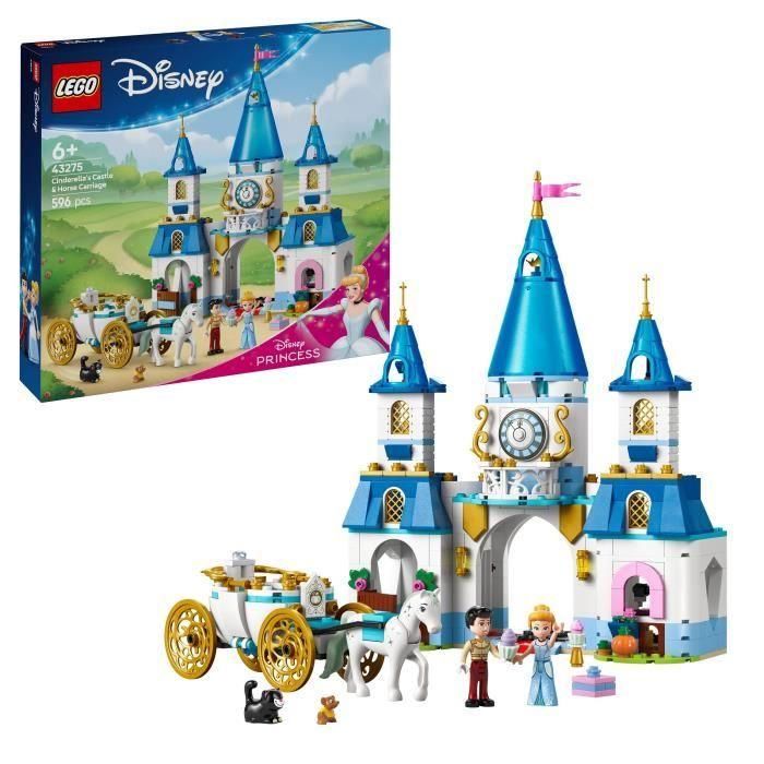 Lego 43275 Disney Princess El Castillo de Cenicienta y el Carruaje - Set Juego de Roles Infantil 6 Años