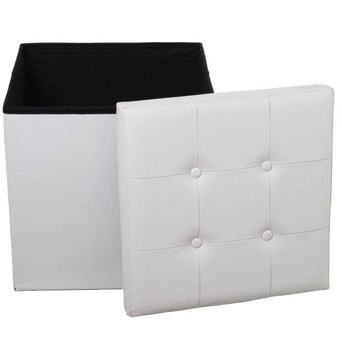 Puff Alexandra House Living Blanco Polipiel 45 x 45 x 45 cm Plegable 2