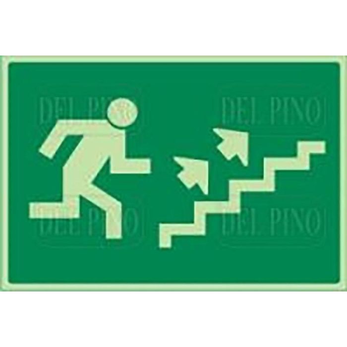 DUVER 969 Señal Luminiscente Plástico para Escalera, Derecha Arriba, 297x210mm