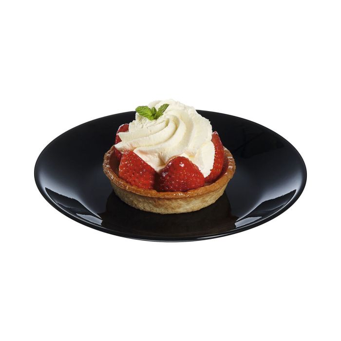 Plato de Postre Luminarc Zelie Negro Negro Vidrio Ø 18 cm (12 Unidades) 5