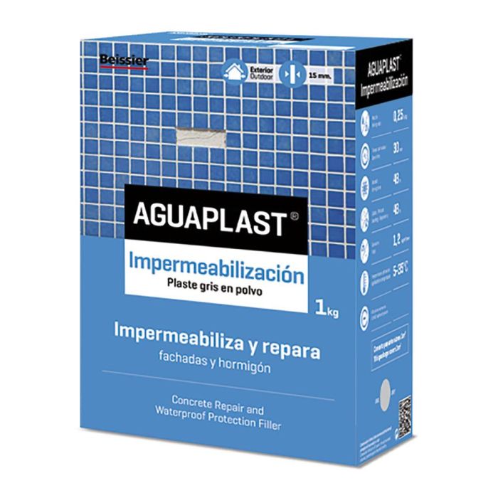 Aguaplast 70043-001 Impermeabilizante en polvo 1kg para fachadas, piscinas y reparaciones, resistente al agua salada Aguaplast 70043-001 Impermeabilizante en polvo 1kg para fachadas, piscinas y reparaciones, resistente al agua salada