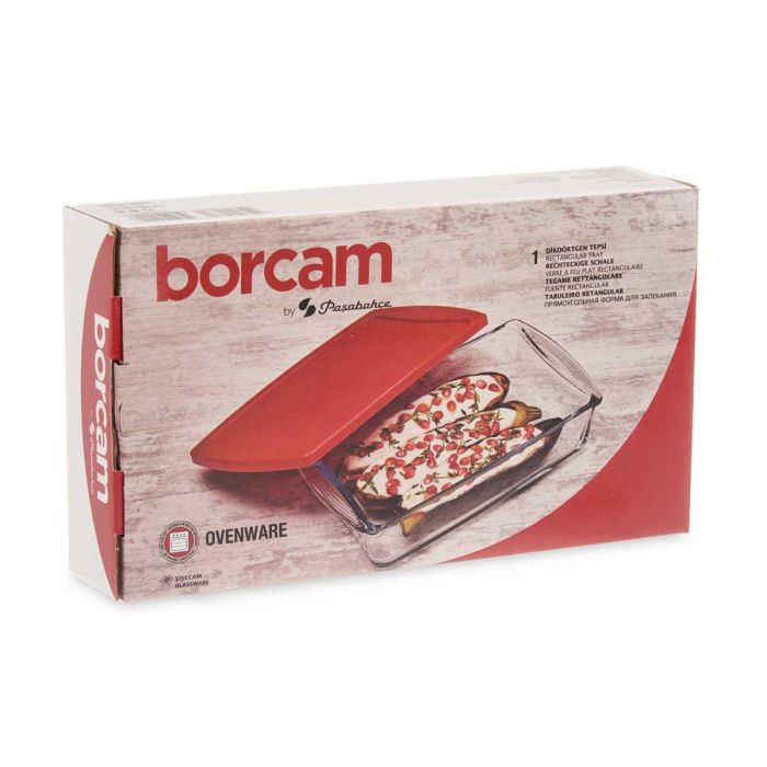 Pasabahce Bandeja Rectangular de Vidrio con Tapa 1320ml Borcam 26.3x15.5x6cm (Set de 4) 2 Pasabahce Bandeja Rectangular de Vidrio con Tapa 1320ml Borcam 26.3x15.5x6cm (Set de 4) 2