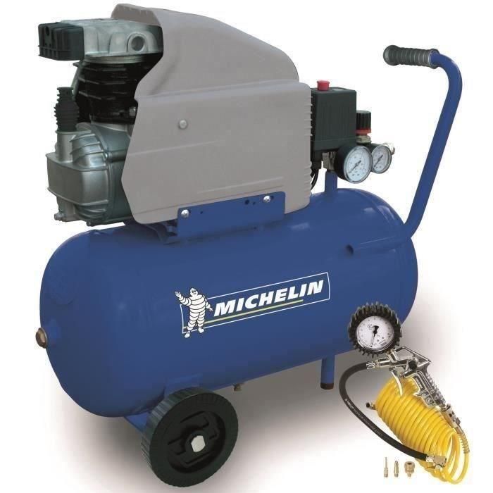 Compresor MICHELIN MB24 con tanque 24 litros 2 CV 8 bares + kit de inflado 1 Compresor MICHELIN MB24 con tanque 24 litros 2 CV 8 bares + kit de inflado 1