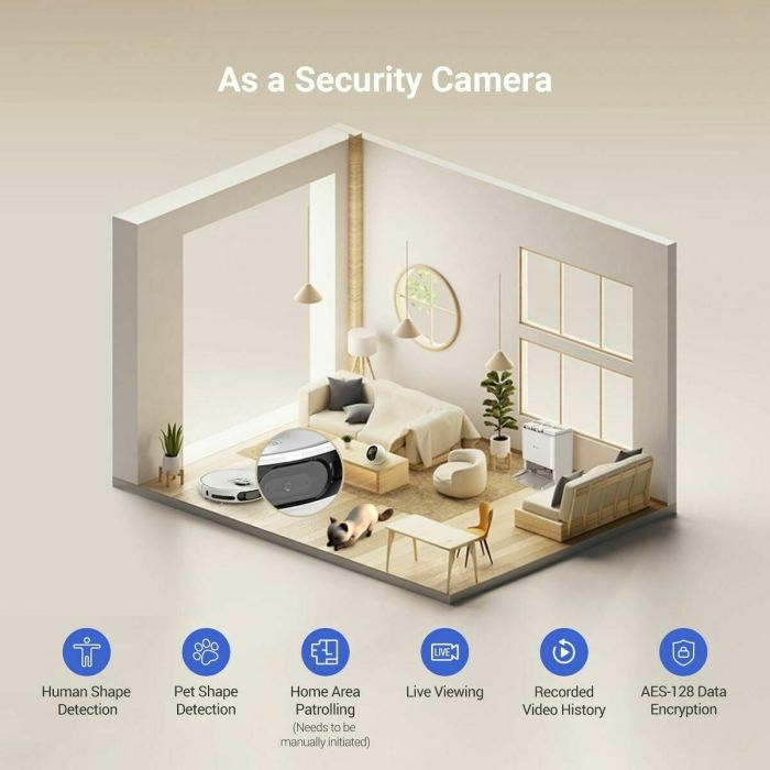 Ezviz EZV1726330905836 Robot aspirador con mopa, Cepillo lateral elevado, 7200 Pa, Limpieza con agua caliente a 60 °C 7