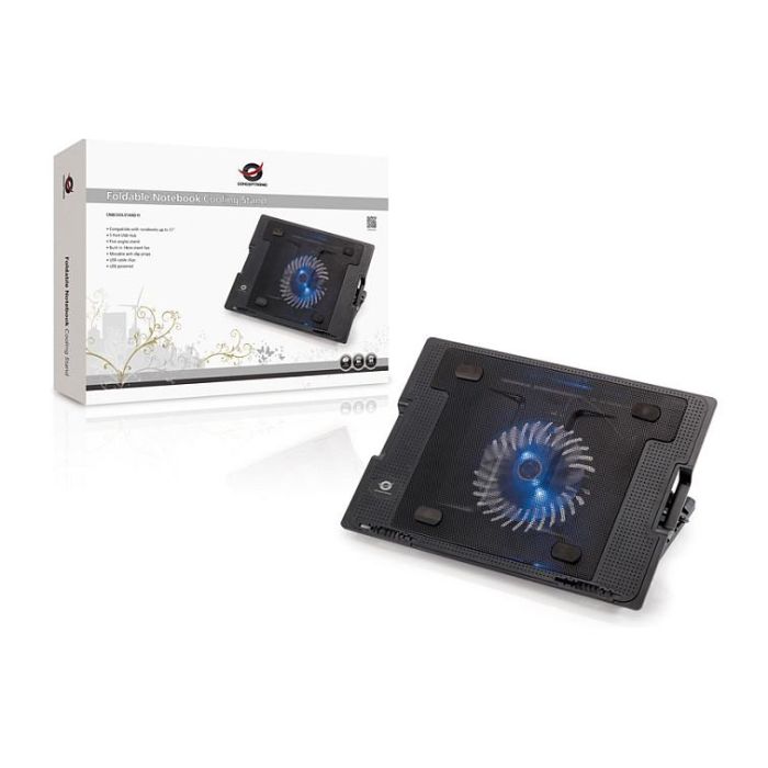 Conceptronic Base Refrigeración Portátil 17" 1 Ventilador 14cm USB 2.0 Negro ERGO 5