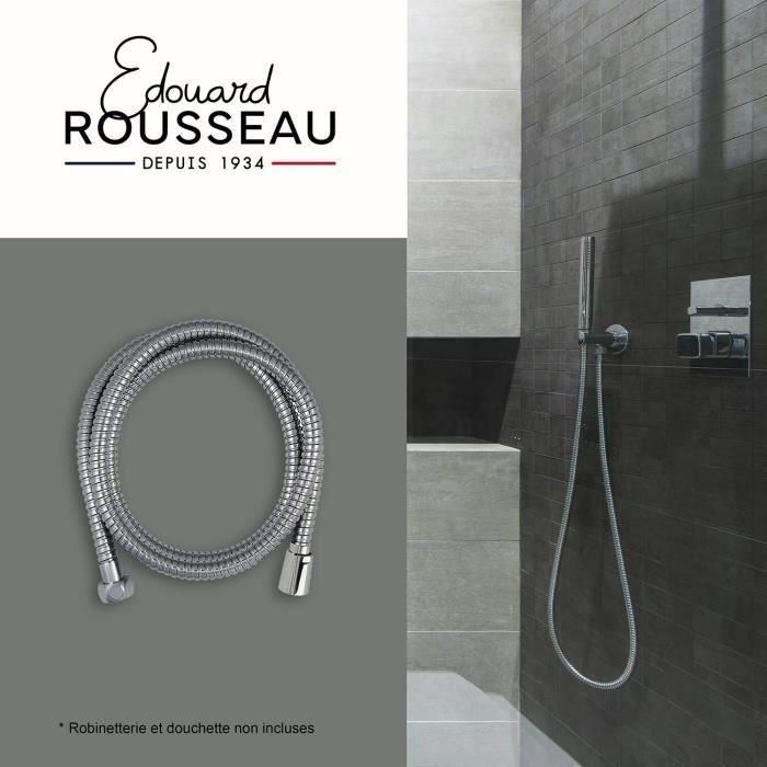 Edouard Rousseau EDR3047404226343 Flexo de ducha, Tuercas metálicas anti-torsión, Reductor caudal, 1.5m, Acero Inoxidable Cromado, Doble Grapa 1 Edouard Rousseau EDR3047404226343 Flexo de ducha, Tuercas metálicas anti-torsión, Reductor caudal, 1.5m, Acero Inoxidable Cromado, Doble Grapa 1