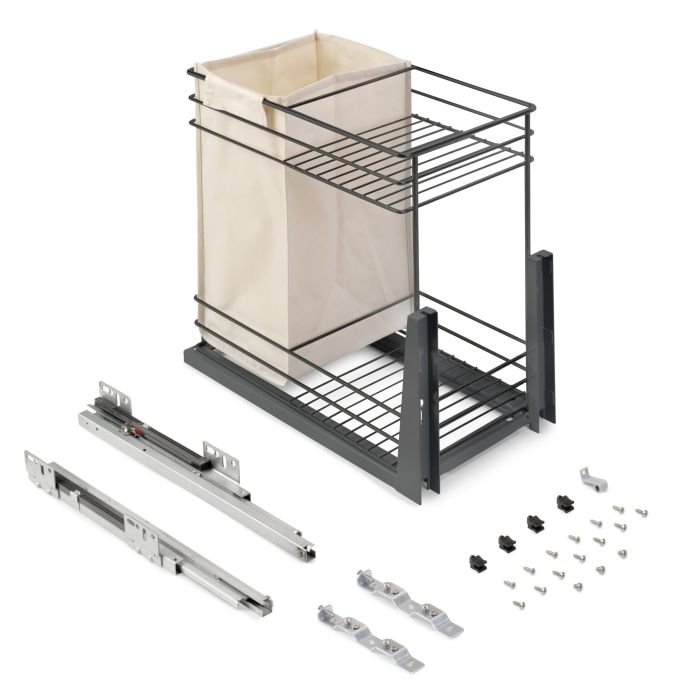 Emuca Carro extraíble con cestas y panero Titane de fijación inferior con cierre suave, módulo 300mm, Acero, Gris Antracita 0 Emuca Carro extraíble con cestas y panero Titane de fijación inferior con cierre suave, módulo 300mm, Acero, Gris Antracita 0