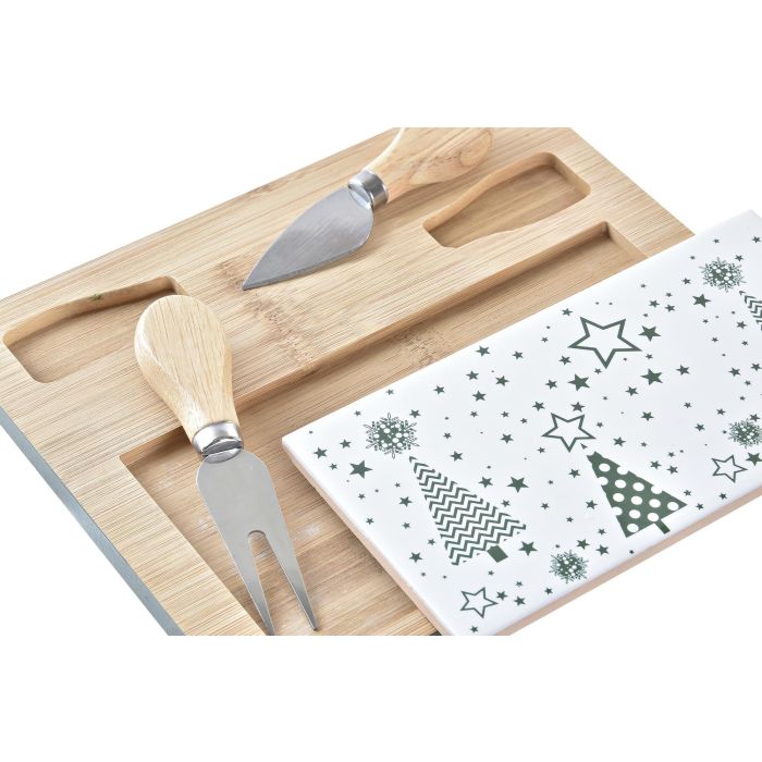 Tabla Aperitivo Navidad Tradicional DKD Home Decor Verde Blanco 20 x 1.2 x 24.5 cm Set de 4 1