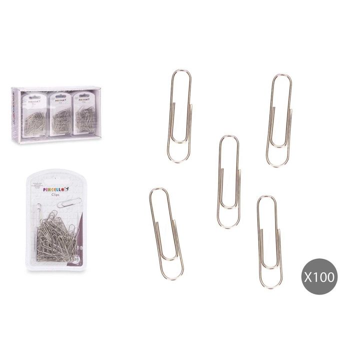 Set 90 Clips Silver Med Pincello 3X11CM (24 Unidades) Set 90 Clips Silver Med Pincello 3X11CM (24 Unidades)
