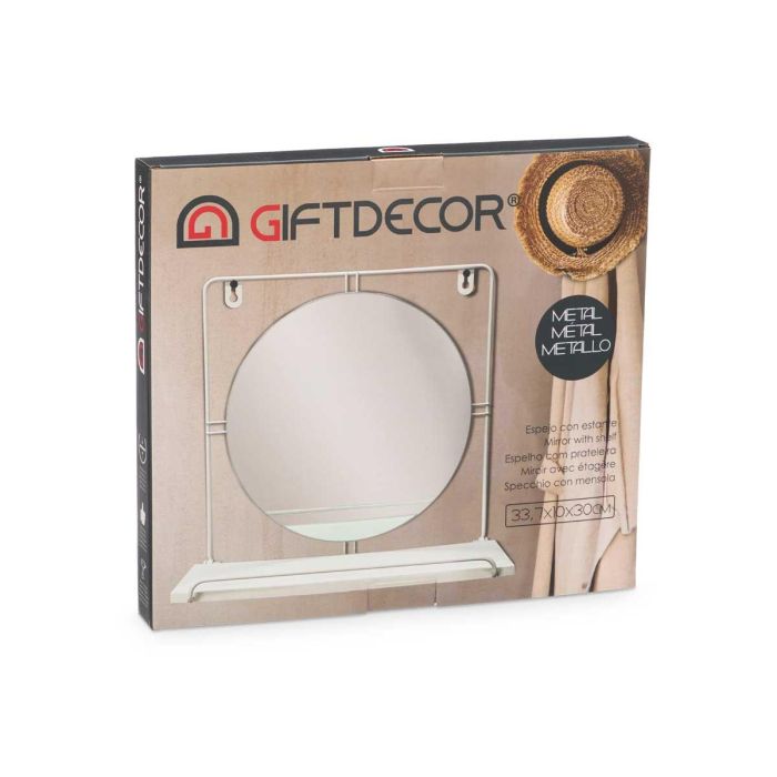 Espejo Estante Pared Blanco Giftdecor 33X30CM (4 Unidades) 2 Espejo Estante Pared Blanco Giftdecor 33X30CM (4 Unidades) 2