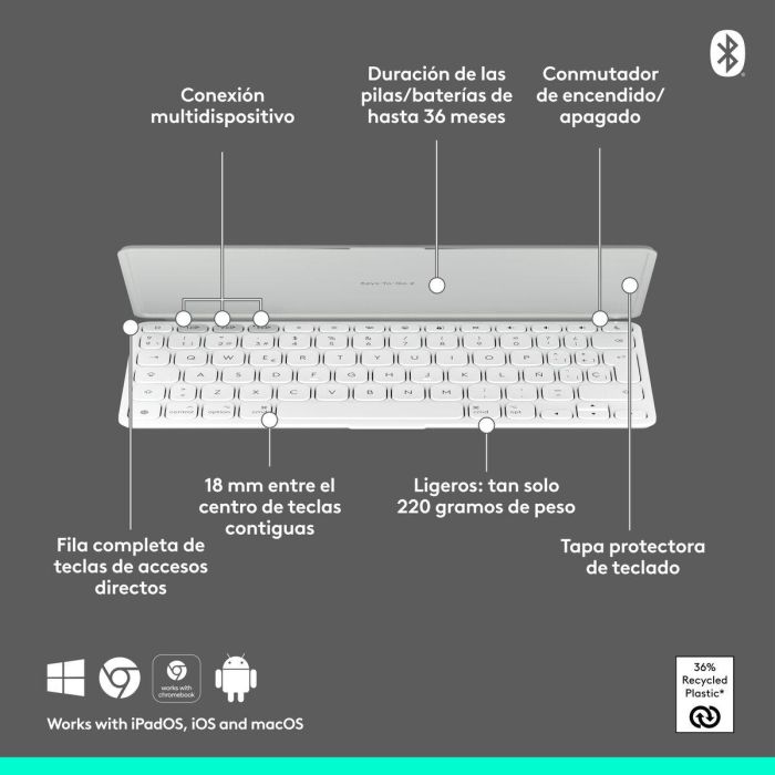 Teclado Logitech Blanco QWERTY 2 Teclado Logitech Blanco QWERTY 2