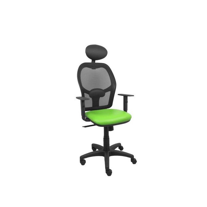 Silla Piqueras Y Crespo Alocen Brazos Regulables Cabecero Fijo Malla Negro Y Asiento Similpiel Pistacho