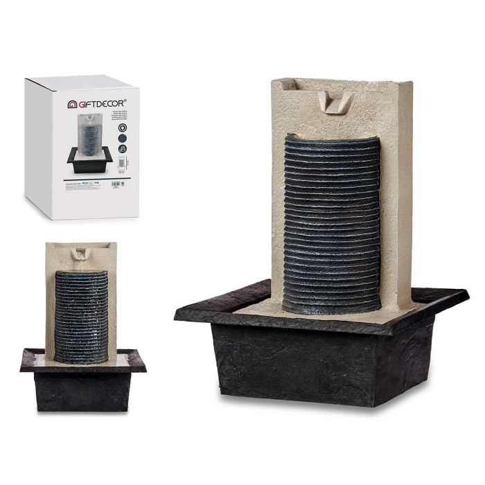 Giftdecor Fuente Cascada Grande con Bandeja, Resina y Plástico, Negro/Gris, 24x38x29.5 cm