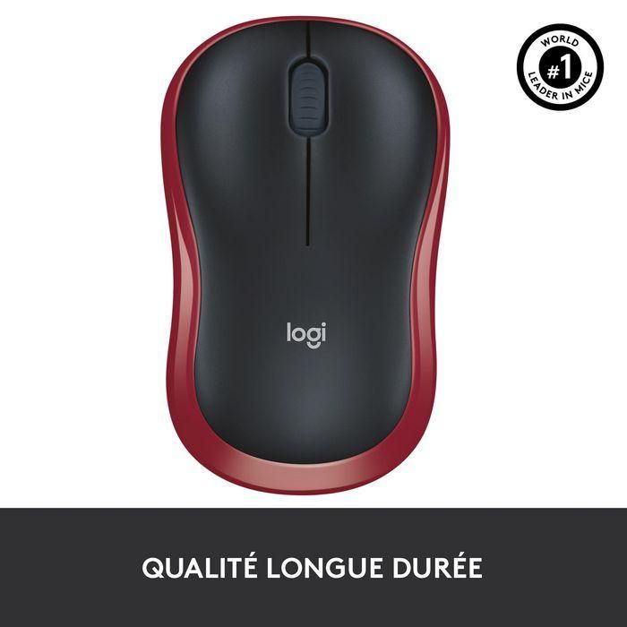 Logitech M185 Ratón Inalámbrico RF Plug-and-Play Rojo con Nano Receptor USB, Ergonómico, Fiable, Batería 1 Año 10